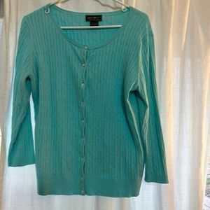 Eddie Bauer turquoise stretch cardigan. Large.